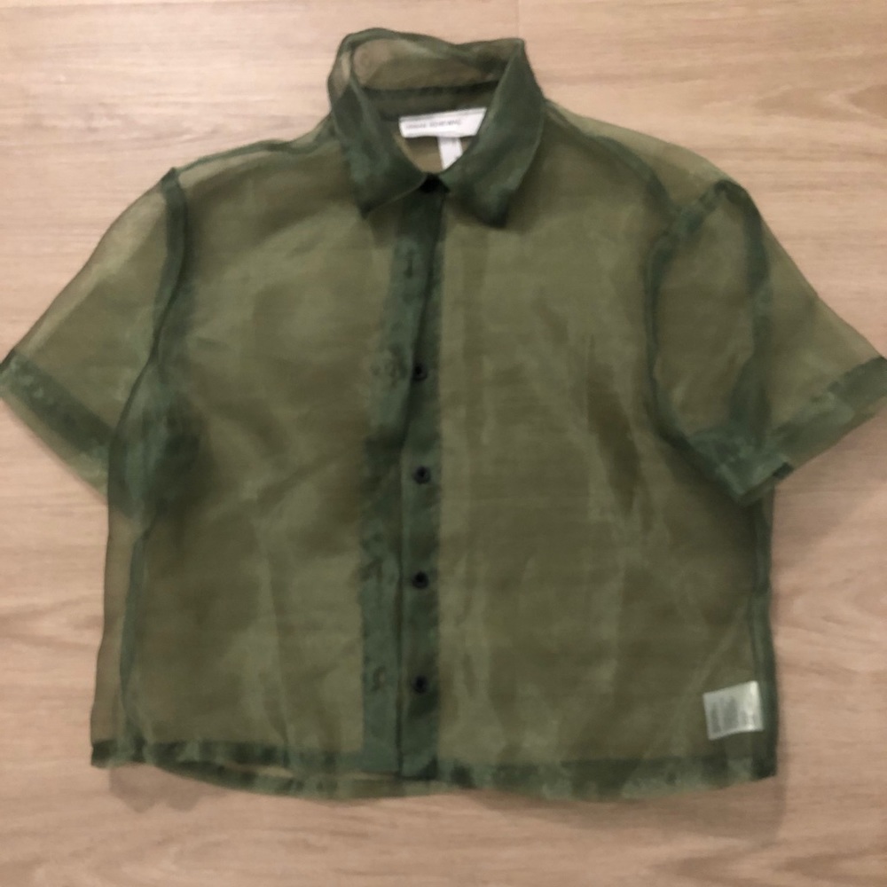 Urban Renewal Sheer Green Button Up